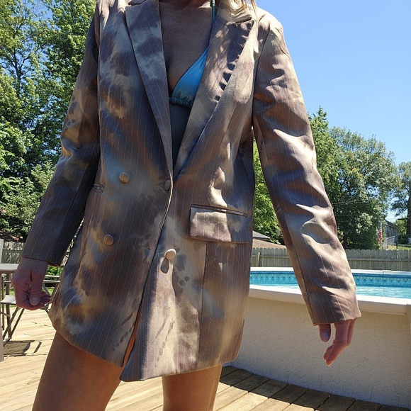 Bleached Pinstripe Blazer Dress - Picture 3 of 8
